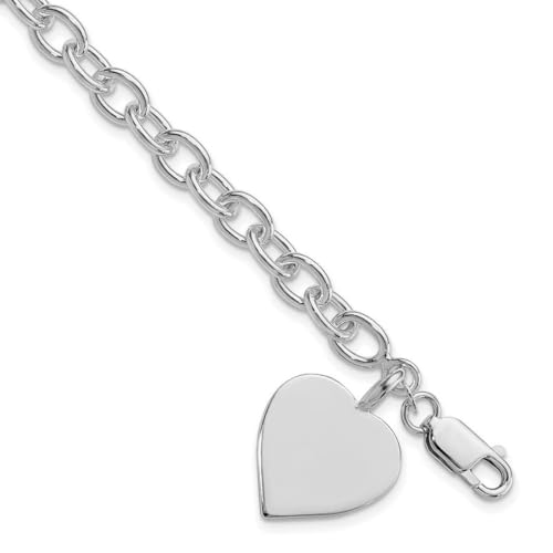 925er Sterlingsilber, rhodiniertes Liebesherz, ausgefallenes Gliederarmband, 18,3 cm, Gliederarmband für Damen von JewelryWeb