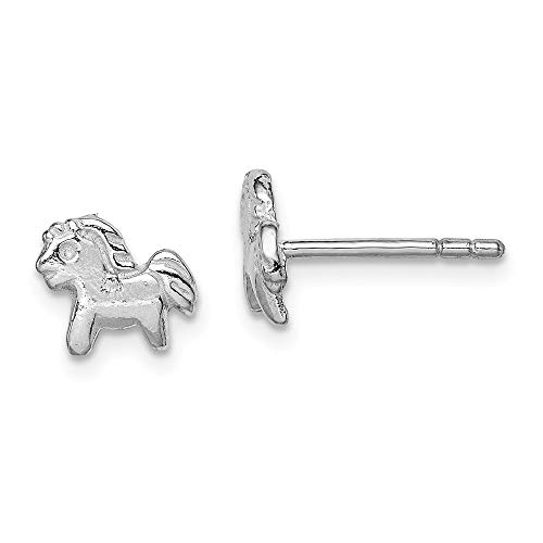 925er Sterlingsilber, strukturiert, rechtsbeschichtet, für Jungen oder Mädchen, polierte Pony-Ohrstecker, Maße: 7 x 8 mm breit von JewelryWeb