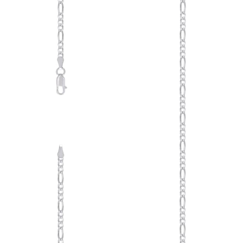 925er Sterlingsilber, superflache Figarokette, rhodiniert, 2,9 mm, 18 cm, Gliederarmband für Damen und Herren von JewelryWeb