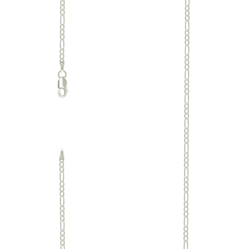 925er Sterlingsilber, superflache Figarokette, versilbert, 2,3 mm, 18 cm, Gliederarmband für Damen und Herren von JewelryWeb