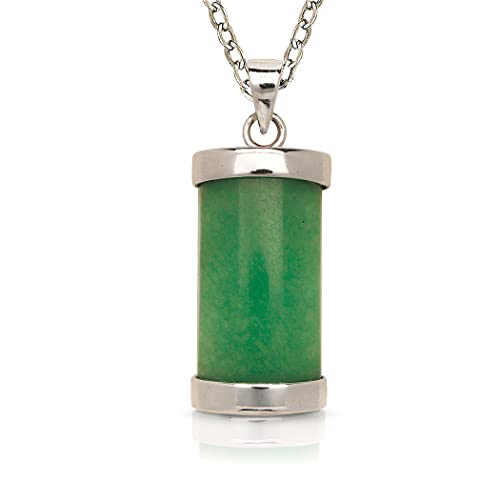 925er Sterlingsilber/Rhodiumgrün gefärbte Jade einfache Segmentstab-Halskette (8 mm x 25 mm) Anhänger-Halskette für Damen von JewelryWeb