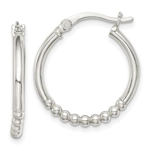 925er Sterlingsilber-Perlen-Creolen, Maße: 22,8 x 20,5 mm breit, 2,2 mm dick, Schmuck für Damen 925er Sterlingsilber-Perlen-Creolen, Maße: 22,8 x 20,5 mm breit, 2,2 mm dick, Schmuck für Damen von JewelryWeb