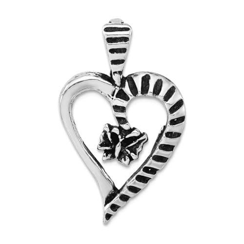 925er-Sterlingsilber und strukturierte Aussparungen, Herz-, Schmetterlings-, Engelsflügel-Kette, Maße: 27 x 16,5 mm breit, Schmuck für Damen von JewelryWeb