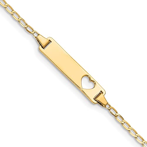 Armband aus 14 Karat Gelbgold, poliert, gravierbar, Karabinerverschluss, Baby-ID-Armband, 5 mm breit, Längenoptionen: 14 - 15 von JewelryWeb