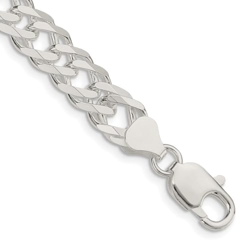 Armband aus 925er-Sterlingsilber, 7,75 mm, 6-seitig, glitzernd, flach, doppelte Panzerkette, Gliederarmband für Damen und Herren, 18 centimeters, Metall Silber Sterling-Silber, Kein Edelstein Armband aus 925er-Sterlingsilber, 7,75 mm, 6-seitig, glitzernd, flach, doppelte Panzerkette, Gliederarmband für Damen und Herren, 18 centimeters, Metall Silber Sterling-Silber, Kein Edelstein von JewelryWeb