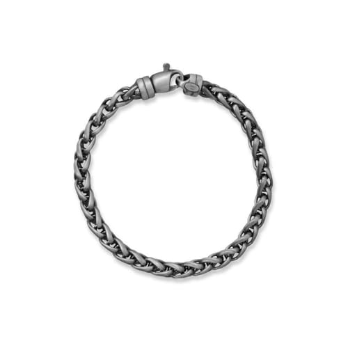 Armband aus 925er-Sterlingsilber, 8 schwarze rhodinierte Weizenkette, 20 cm, 6 mm breit, fertiger Schmuck für Damen von JewelryWeb