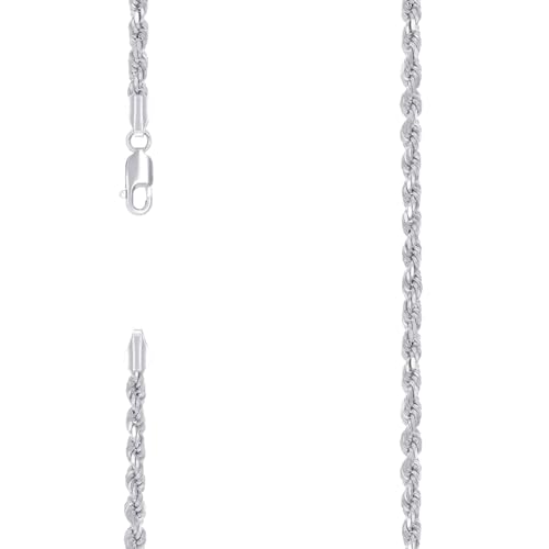 Armband aus 925er-Sterlingsilber, hohl, rhodiniert, 3,5 mm, 18 cm, Gliederarmband für Damen und Herren von JewelryWeb