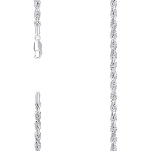 Armband aus 925er-Sterlingsilber, hohl, rhodiniert, 4,8 mm, 20 cm, Gliederarmband für Damen und Herren von JewelryWeb