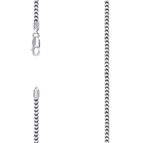 Armband aus 925er-Sterlingsilber, hohle Franco-Kette, Rhodium, 2,5 mm, 18 cm, Gliederarmband für Damen und Herren von JewelryWeb