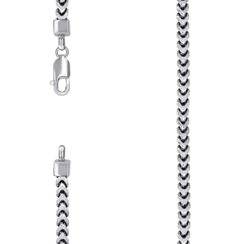 Armband aus 925er-Sterlingsilber, hohle Franco-Kette, Rhodium, 4,3 mm, 20 cm, Gliederarmband für Damen und Herren von JewelryWeb