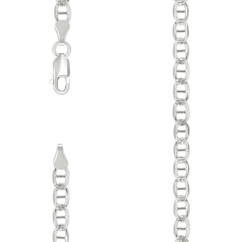 Armband aus 925er-Sterlingsilber, klassisch, Mariner-Kette, 4 mm, 20 cm, Gliederarmband für Damen und Herren von JewelryWeb
