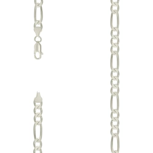 Armband aus 925er Sterlingsilber, massiv, klassisch, Figaro, versilbert, 7,0 mm, 18 cm, Gliederarmband für Damen von JewelryWeb