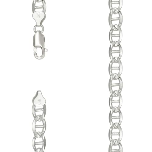 Armband aus 925er-Sterlingsilber, massiv, klassische Mariner-Kette, 7 mm, 20 cm, Gliederarmband für Damen und Herren von JewelryWeb