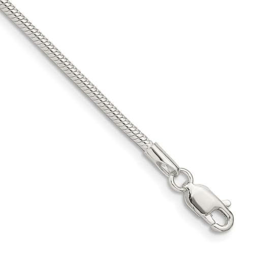 Armband aus 925er-Sterlingsilber, massiv, poliert, 1,75 mm, rund, Schlangenkette, 20 cm, für Damen und Herren Armband aus 925er-Sterlingsilber, massiv, poliert, 1,75 mm, rund, Schlangenkette, 20 cm, für Damen und Herren von JewelryWeb