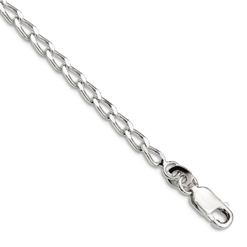 Armband aus 925er-Sterlingsilber, massiv, poliert, 2,8 mm, offene Gliederkette, 20 cm, für Damen und Herren von JewelryWeb