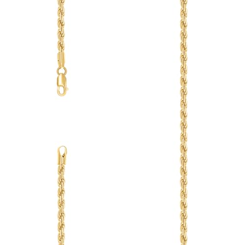 Armband aus 925er-Sterlingsilber, massive Kordelkette, gelb, 4 mm, 18 cm, Gliederarmband für Damen und Herren von JewelryWeb