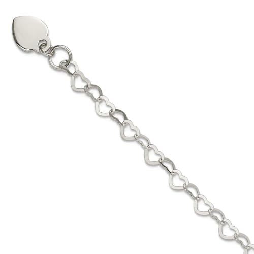 Armband aus 925er Sterlingsilber, poliert, ausgefallenes Karabinerverschluss, 19,1 cm, Karabinerverschluss, 8 mm breites Gliederarmband für Damen von JewelryWeb