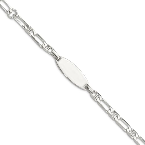 Armband aus 925er-Sterlingsilber, poliert, verstellbar, gravierbar, 15 cm, Karabinerverschluss, 6 mm breit, Identifikationsarmband von JewelryWeb