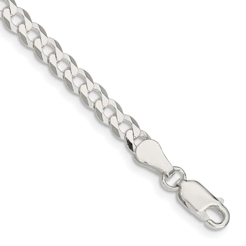 Armband aus 925er-Sterlingsilber, polierter Karabinerverschluss, 4,5 mm, flach, 18 cm, Gliederarmband für Damen und Herren Armband aus 925er-Sterlingsilber, polierter Karabinerverschluss, 4,5 mm, flach, 18 cm, Gliederarmband für Damen und Herren von JewelryWeb