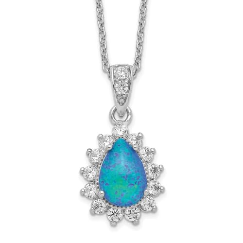 Cheryl M Halskette aus 925er Sterlingsilber, Zirkonia, künstlicher blauer Opal, Schmuck für Damen, 12,46 mm, 48 cm, One Size, Zirkonia Edelstein Metall, Zirkonia Blauer Opal von JewelryWeb