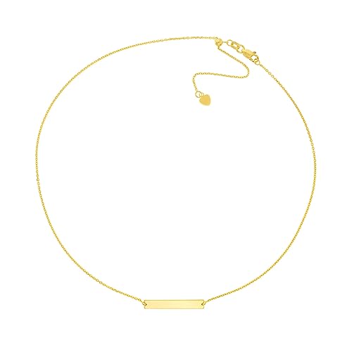 Choker-Halskette, 14 Karat, gravierbar, verstellbar, 41 cm, in Rotgold, Weißgold, Gelbgold, Gelbgold von JewelryWeb
