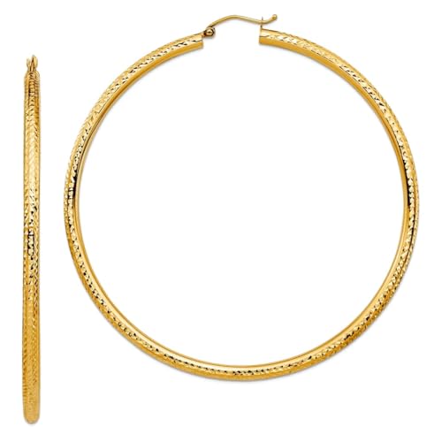 Creolen, 10 Karat Gelbgold, leicht, 3 mm, glitzernd, 71,8 x 70 mm breit, 3 mm dick, Creolen-Ohrringe für Damen Creolen, 10 Karat Gelbgold, leicht, 3 mm, glitzernd, 71,8 x 70 mm breit, 3 mm dick, Creolen-Ohrringe für Damen von JewelryWeb