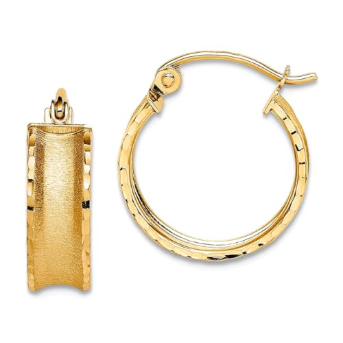 Creolen, 10 Karat Gelbgold, mit Scharnier, Satin, glitzernd, 16 x 15 mm breit, 5 mm dick, Kreolen für Damen Creolen, 10 Karat Gelbgold, mit Scharnier, Satin, glitzernd, 16 x 15 mm breit, 5 mm dick, Kreolen für Damen von JewelryWeb