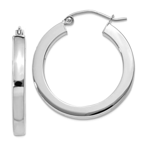 Creolen, 10 Karat Weißgold, 3 mm, poliert, quadratisch, 26,33 x 24,65 mm breit, 3 mm dick, Kreolen für Damen Creolen, 10 Karat Weißgold, 3 mm, poliert, quadratisch, 26,33 x 24,65 mm breit, 3 mm dick, Kreolen für Damen von JewelryWeb