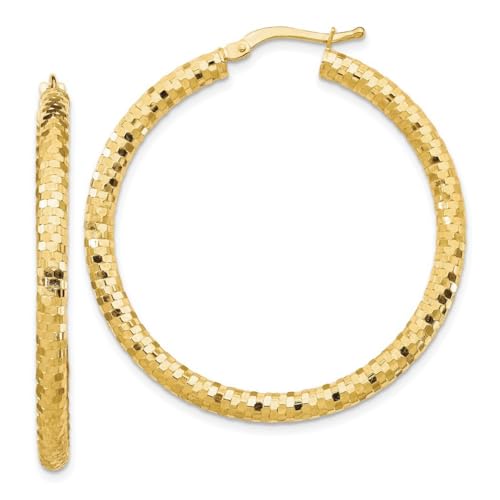 Creolen, 14 Karat Gold, 3 x 30 mm, glitzernd, Maße: 39,45 x 30 mm breit, 3 mm dick, Schmuck für Damen, One Size, Metall Metall Edelmetall, Kein Edelstein von JewelryWeb