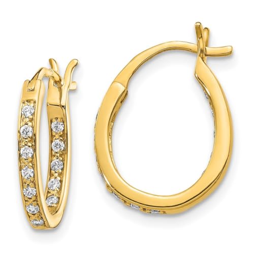 Creolen, 14 Karat massives Gelbgold, Diamant, 15 x 14 mm breit, 2 mm dick, Kreolen für Damen Creolen, 14 Karat massives Gelbgold, Diamant, 15 x 14 mm breit, 2 mm dick, Kreolen für Damen von JewelryWeb