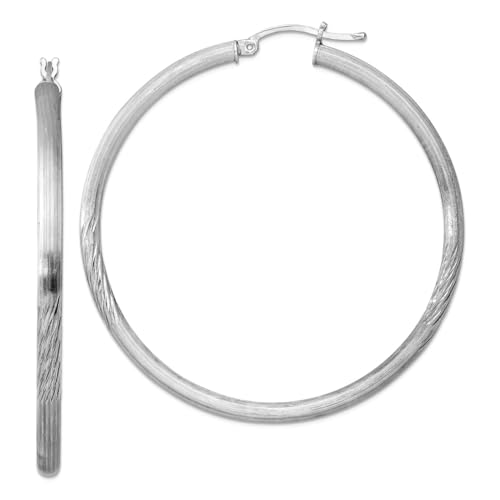 Creolen, 925er-Sterlingsilber, poliert, hohl, Scharnier, 3,00 mm, Satin, glitzernd, Maße: 52 x 50 mm breit, 3 mm dick, Schmuck für Damen Creolen, 925er-Sterlingsilber, poliert, hohl, Scharnier, 3,00 mm, Satin, glitzernd, Maße: 52 x 50 mm breit, 3 mm dick, Schmuck für Damen von JewelryWeb