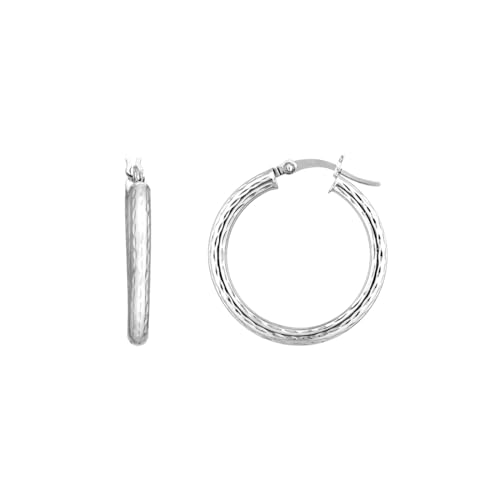 Creolen, 925er-Sterlingsilber, rhodiniert, 7,6 x 63,5 cm, glitzernd, runder Schmuck für Damen Creolen, 925er-Sterlingsilber, rhodiniert, 7,6 x 63,5 cm, glitzernd, runder Schmuck für Damen von JewelryWeb