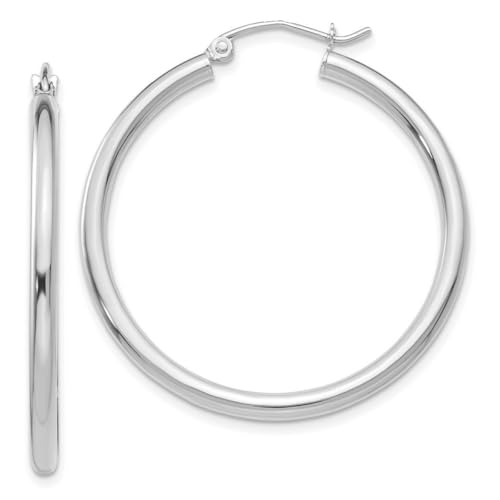 Creolen, Weißgold, poliert, 2,5 mm, leicht, 35 x 35,8 mm breit, 2,5 mm dick, Weiß, 0.14 von JewelryWeb