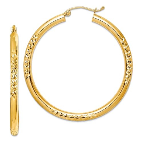 Creolen-Ohrringe aus 10 Karat Gelbgold, poliert, mit Klappverschluss, 3 x 40 mm, hohl, 41 x 40 mm breit, 3 mm dick, für Damen Creolen-Ohrringe aus 10 Karat Gelbgold, poliert, mit Klappverschluss, 3 x 40 mm, hohl, 41 x 40 mm breit, 3 mm dick, für Damen von JewelryWeb