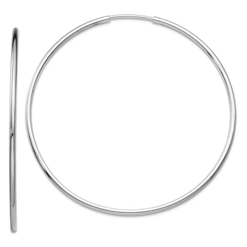 Creolen-Ohrringe aus 10 Karat Weißgold, hohl, poliert, 47 x 47 mm breit, 1,2 mm dick, Kreolen für Damen Creolen-Ohrringe aus 10 Karat Weißgold, hohl, poliert, 47 x 47 mm breit, 1,2 mm dick, Kreolen für Damen von JewelryWeb