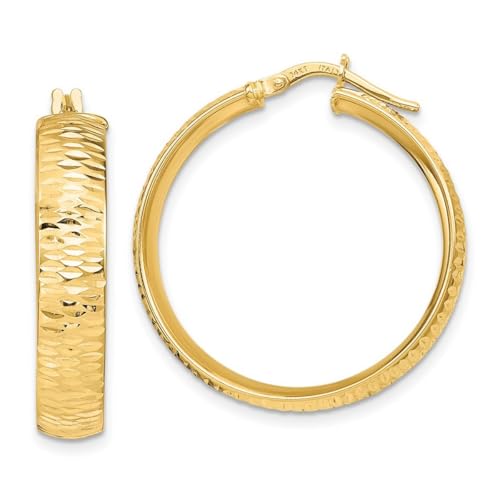 Creolen-Ohrringe aus 14 Karat massivem Gelbgold, poliert, glitzernd, rund, 31,02 x 28,6 mm breit, 5,8 mm dick, Kreolen für Damen Creolen-Ohrringe aus 14 Karat massivem Gelbgold, poliert, glitzernd, rund, 31,02 x 28,6 mm breit, 5,8 mm dick, Kreolen für Damen von JewelryWeb