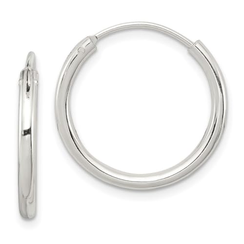 Creolen-Ohrringe aus 925er-Sterlingsilber, Scharnier, poliert, hohl, 2 mm breit, 19 x 19 mm breit, 2 mm dick, für Damen Creolen-Ohrringe aus 925er-Sterlingsilber, Scharnier, poliert, hohl, 2 mm breit, 19 x 19 mm breit, 2 mm dick, für Damen von JewelryWeb