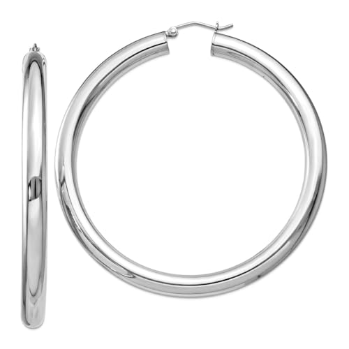 Creolen-Ohrringe aus 925er-Sterlingsilber, hohl, Scharnierpfosten, 5,00 mm, poliert, 62 x 60 mm breit, 5 mm dick, Kreolen für Damen Creolen-Ohrringe aus 925er-Sterlingsilber, hohl, Scharnierpfosten, 5,00 mm, poliert, 62 x 60 mm breit, 5 mm dick, Kreolen für Damen von JewelryWeb