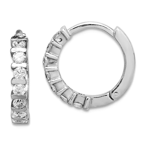 Creolen-Ohrringe aus 925er-Sterlingsilber, poliert, mit Zirkonia, künstlicher Diamant, 15 x 15 mm breit, 3 mm dick, für Damen Creolen-Ohrringe aus 925er-Sterlingsilber, poliert, mit Zirkonia, künstlicher Diamant, 15 x 15 mm breit, 3 mm dick, für Damen von JewelryWeb