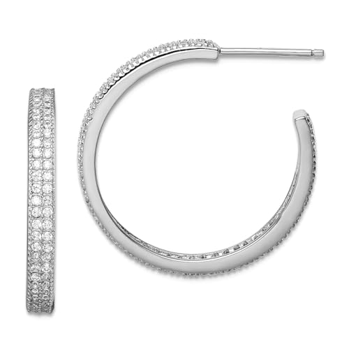 Creolen-Ohrringe aus 925er-Sterlingsilber, rhodiniert, Zirkonia, künstlicher Diamant, 20 x 3 mm, C-Creolen, Maße: 24 x 24 mm breit, 2,5 mm T-Schmuck für Damen Creolen-Ohrringe aus 925er-Sterlingsilber, rhodiniert, Zirkonia, künstlicher Diamant, 20 x 3 mm, C-Creolen, Maße: 24 x 24 mm breit, 2,5 mm T-Schmuck für Damen von JewelryWeb