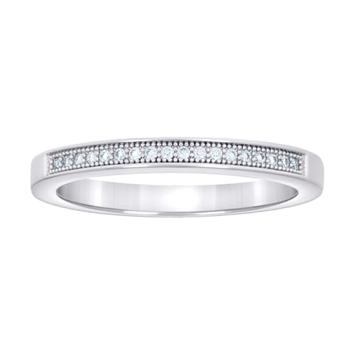 Damen-Ehering aus 925er Sterlingsilber, 0,13 Karat Moissanit, 2,3 mm lang, Größe 8, für Damen und Herren von JewelryWeb