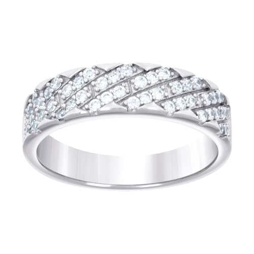 Damen-Ehering aus 925er-Sterlingsilber, 0,55 Karat, Moissanit, 5,6 mm lang, Größe 8, für Damen und Herren von JewelryWeb