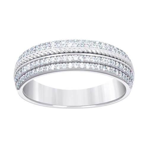 Damen-Ehering aus 925er Sterlingsilber, 0,59 Karat Moissanit, 5,9 mm lang, Größe 5, Hochzeitsband für Damen und Herren von JewelryWeb