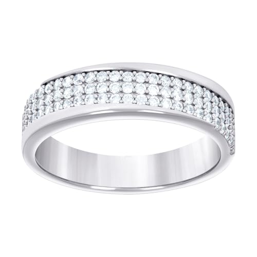 Damen-Ehering aus 925er Sterlingsilber, 0,60 Karat Moissanit, 5,6 mm lang, Größe 6, Hochzeitsband für Damen und Herren von JewelryWeb