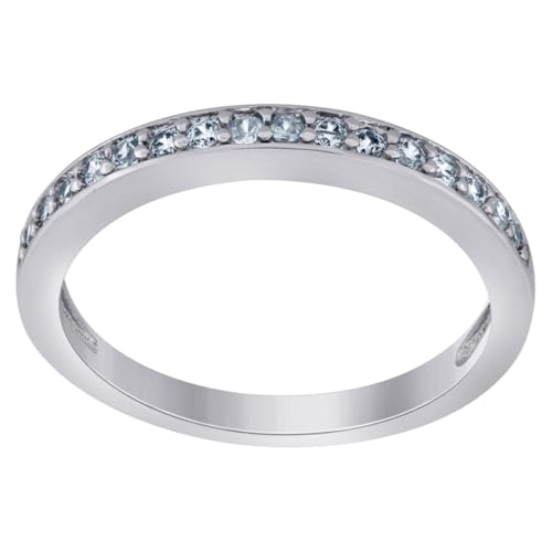 Damen-Ehering aus 925er-Sterlingsilber, Moissanit, 0,23 Karat, 2,4 mm breit, Größe 7, für Damen und Herren von JewelryWeb