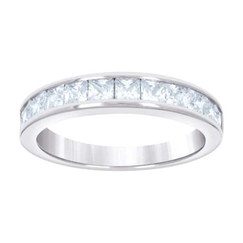 Damen-Ehering aus 925er-Sterlingsilber, Prinzessschliff, Zirkonia, künstlicher Diamant, 3,6 mm breit, Größe 7, für Damen und Herren Damen-Ehering aus 925er-Sterlingsilber, Prinzessschliff, Zirkonia, künstlicher Diamant, 3,6 mm breit, Größe 7, für Damen und Herren von JewelryWeb