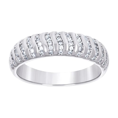 Damen-Ehering aus 925er-Sterlingsilber, Zirkonia, künstlicher Diamant, 5,5 x 5,5 mm breit, Größe 7, für Damen und Herren Damen-Ehering aus 925er-Sterlingsilber, Zirkonia, künstlicher Diamant, 5,5 x 5,5 mm breit, Größe 7, für Damen und Herren von JewelryWeb