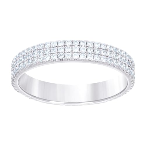 Damen-Ehering aus 925er-Sterlingsilber, dreireihig, Zirkonia, 3,5 mm breit, Größe 6, für Damen und Herren von JewelryWeb