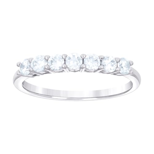 Damen-Ehering aus 925er Sterlingsilber, einreihig, Zirkonia, 2,5 mm breit, Größe 7, für Damen und Herren Damen-Ehering aus 925er Sterlingsilber, einreihig, Zirkonia, 2,5 mm breit, Größe 7, für Damen und Herren von JewelryWeb