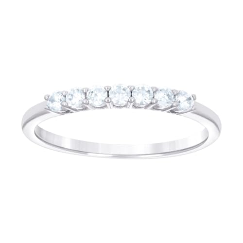 Damen-Ehering aus 925er-Sterlingsilber, einreihig, Zirkonia, 2 mm breit, Größe 5, für Damen und Herren Damen-Ehering aus 925er-Sterlingsilber, einreihig, Zirkonia, 2 mm breit, Größe 5, für Damen und Herren von JewelryWeb